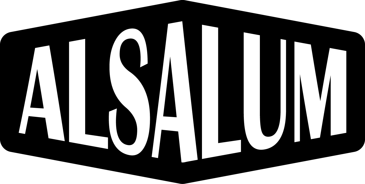 Logo de l'entreprise Alsalum blanc sur noir