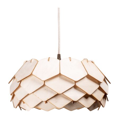 Luminaire à Suspension "Flora" de couleur Naturel Brut sur fond blanc