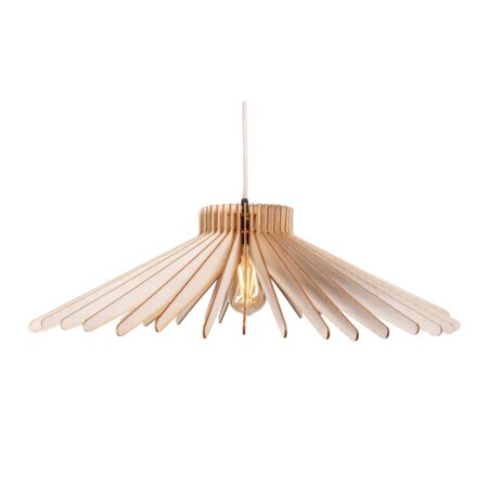 Luminaire à Suspension "Solaris XL" de couleur Naturel Brut suspendu sur fond blanc