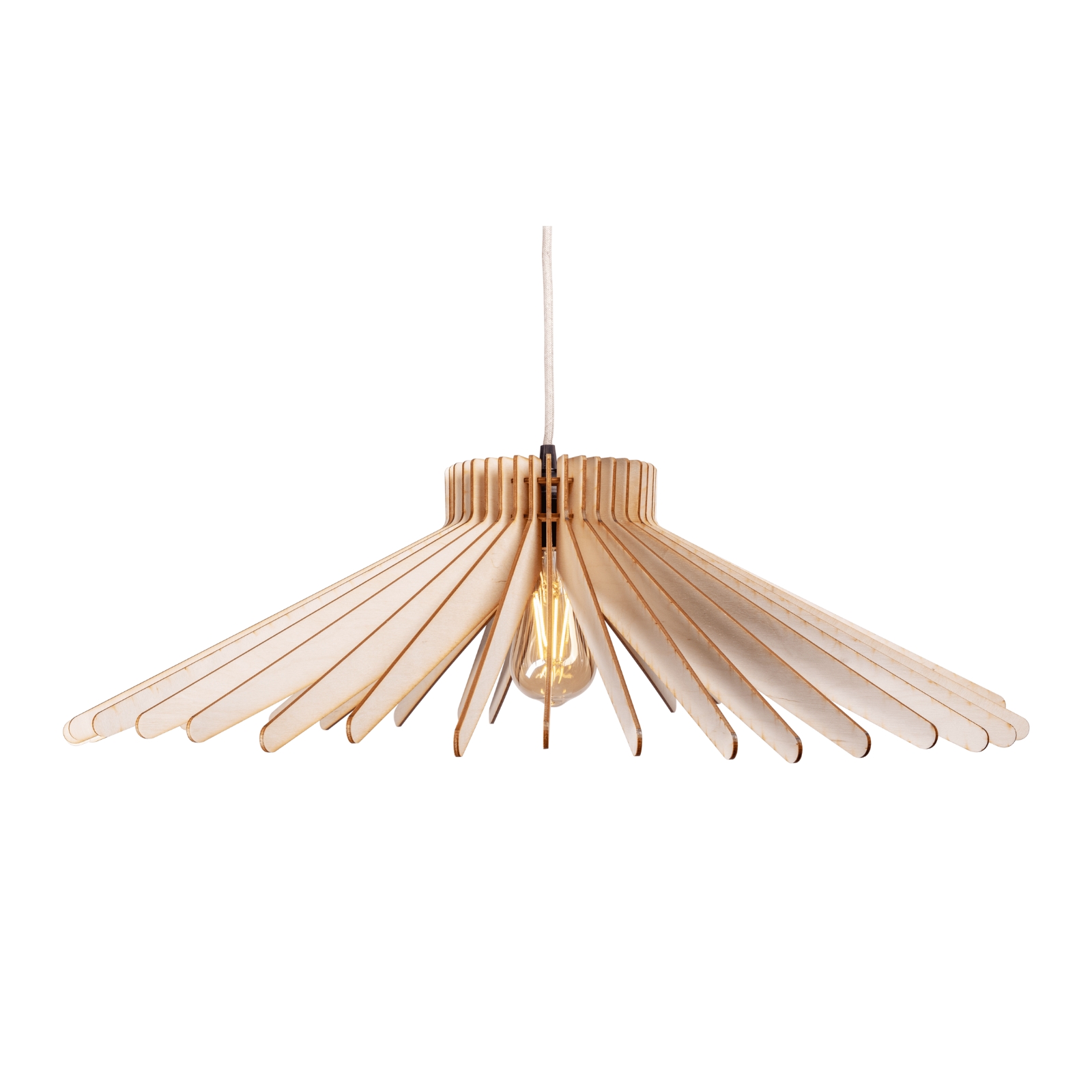 Solaris brut Luminaire à Suspension "Solaris XL" de couleur Naturel Brut suspendu sur fond blanc